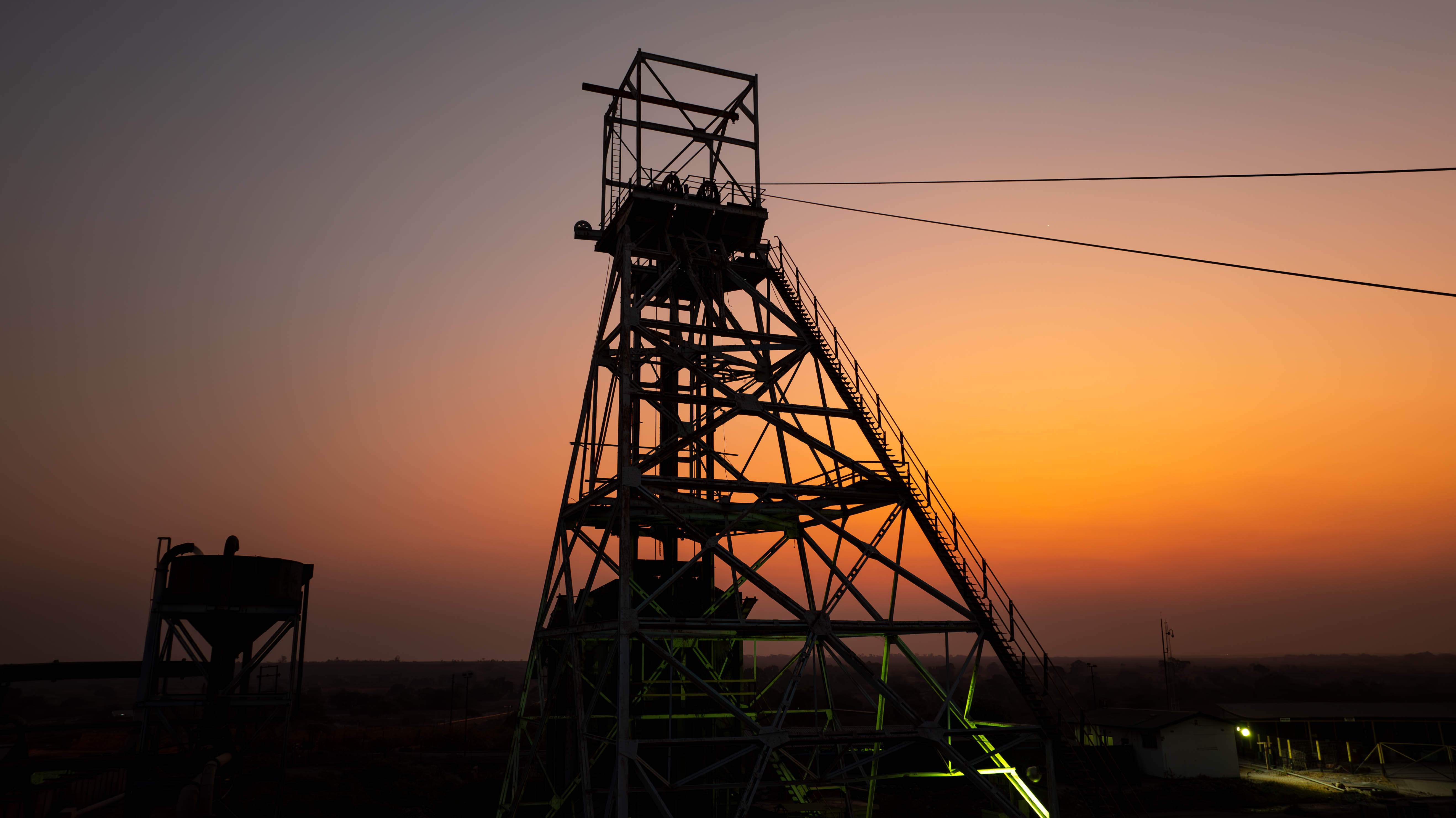 Nkana mining shaft at sunset, part of International Resources Holding’s Mopani Copper Mines in Zambia